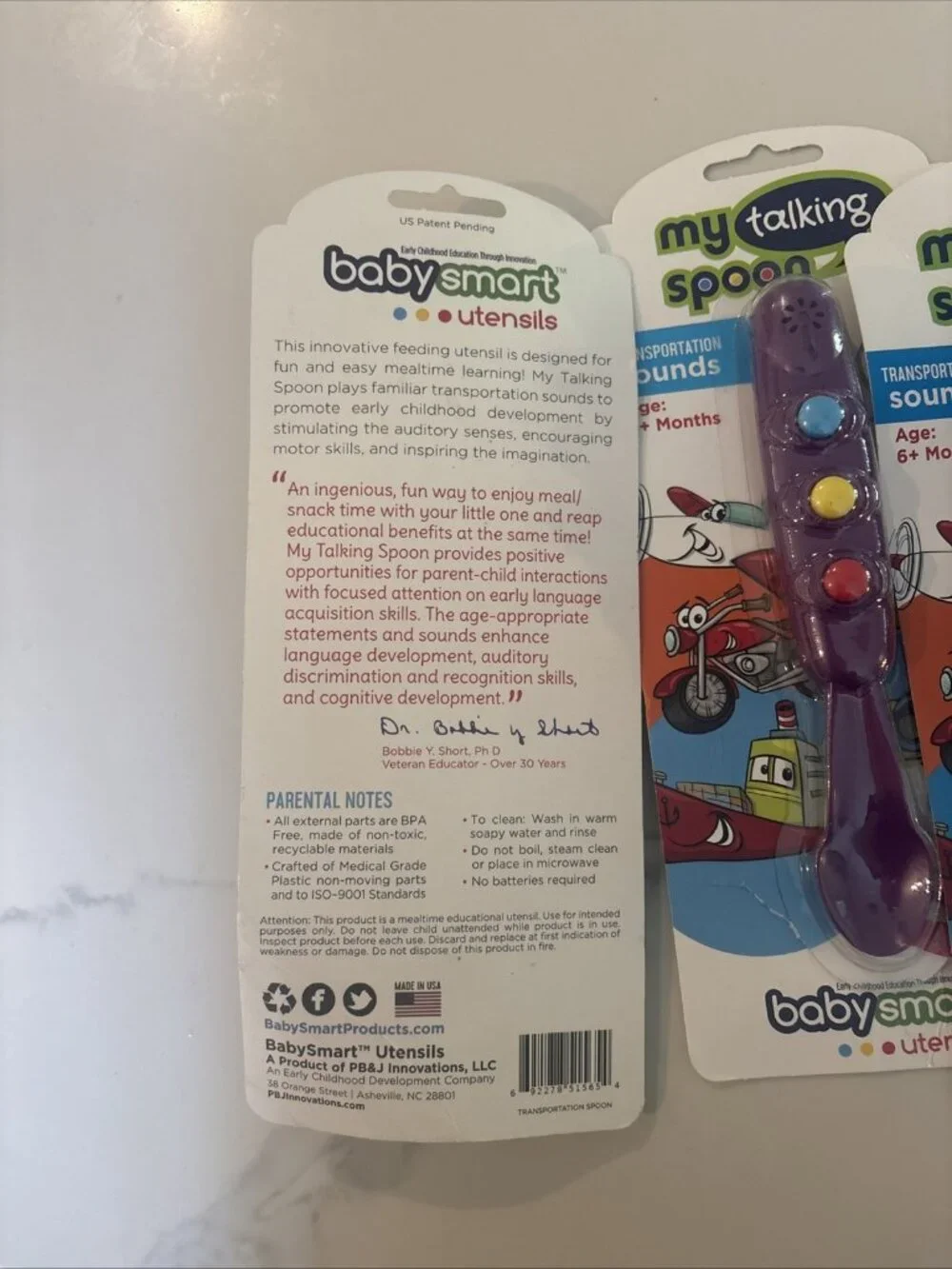 Lot of 3 BabySmart My Talking Spoon Transportation Sounds Learning Utensil 6m+